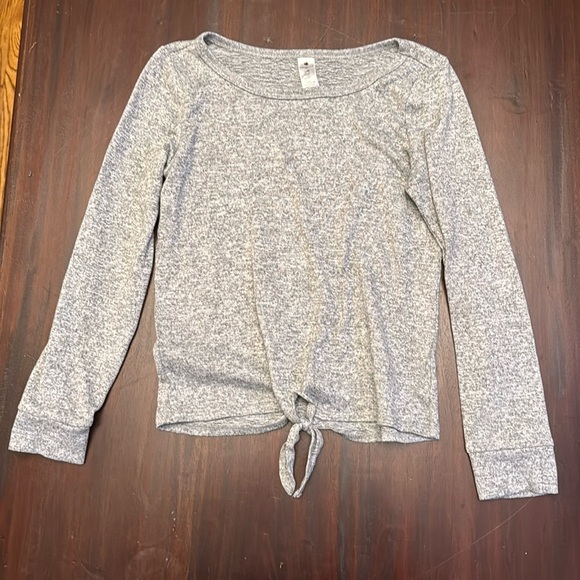 Yogalicious heather gray tie front sweatshirt size L/12 - Picture 1 of 3